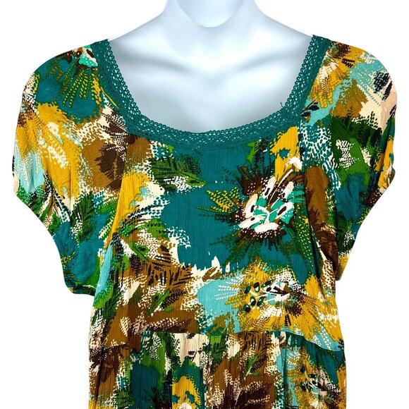 Womens Dressbarn 2X Multicolor Floral Boho Top with Sequin Details Short Sleeves - Picture 9 of 13